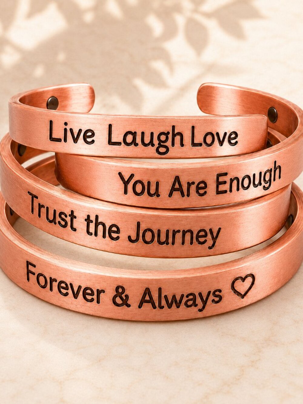 Personalized Copper Cuff Bracelet Custom Engraved Magnetic Unisex Gift